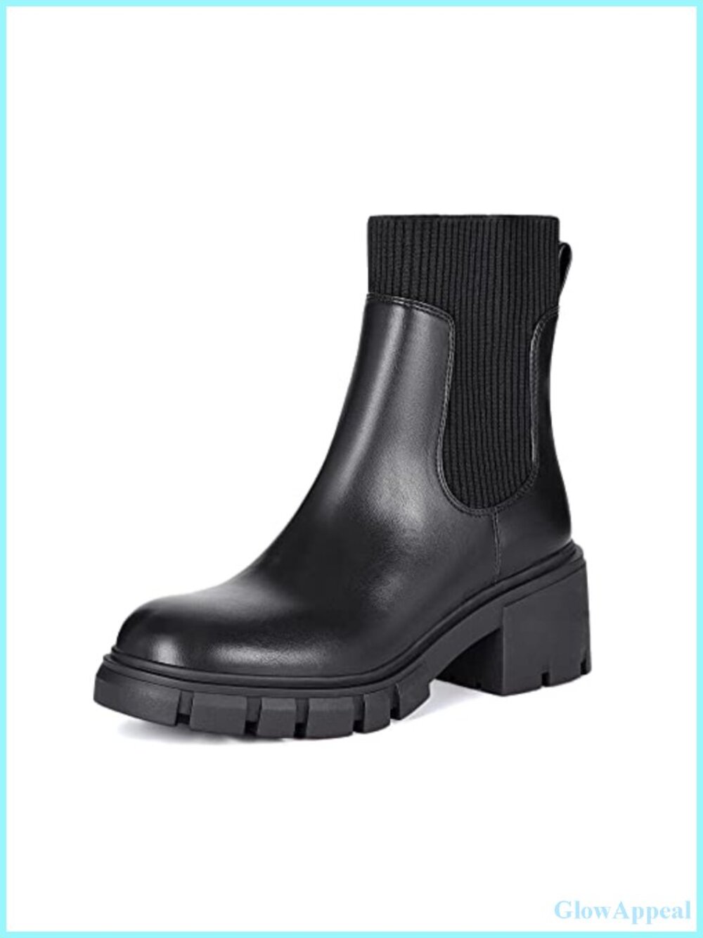 Chunky Platform Chelsea Ankle Boots Sock Design Lug Sole